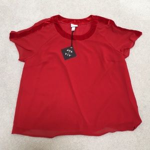 NWT Ava & Viv Red Velvet Top